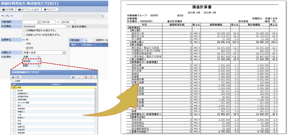 仮仕訳伝票による見込み管理